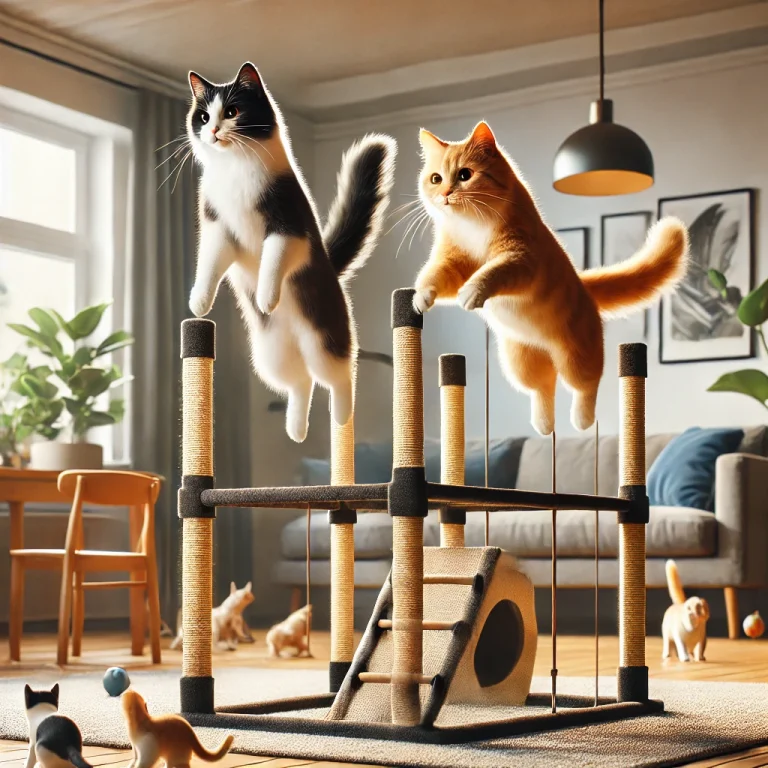 חתולים קופצים במשחק טיפוס